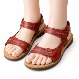 Clarks Roseville Mae Sandals Womens sz 9 Red Leather Adjustable Comfort Shoes